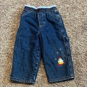 Vintage Oshkosh‎ Fleece Lined Winter Themed Denim Jeans 12M